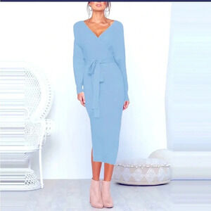 sweater style dress universally flattering size medium purple open back